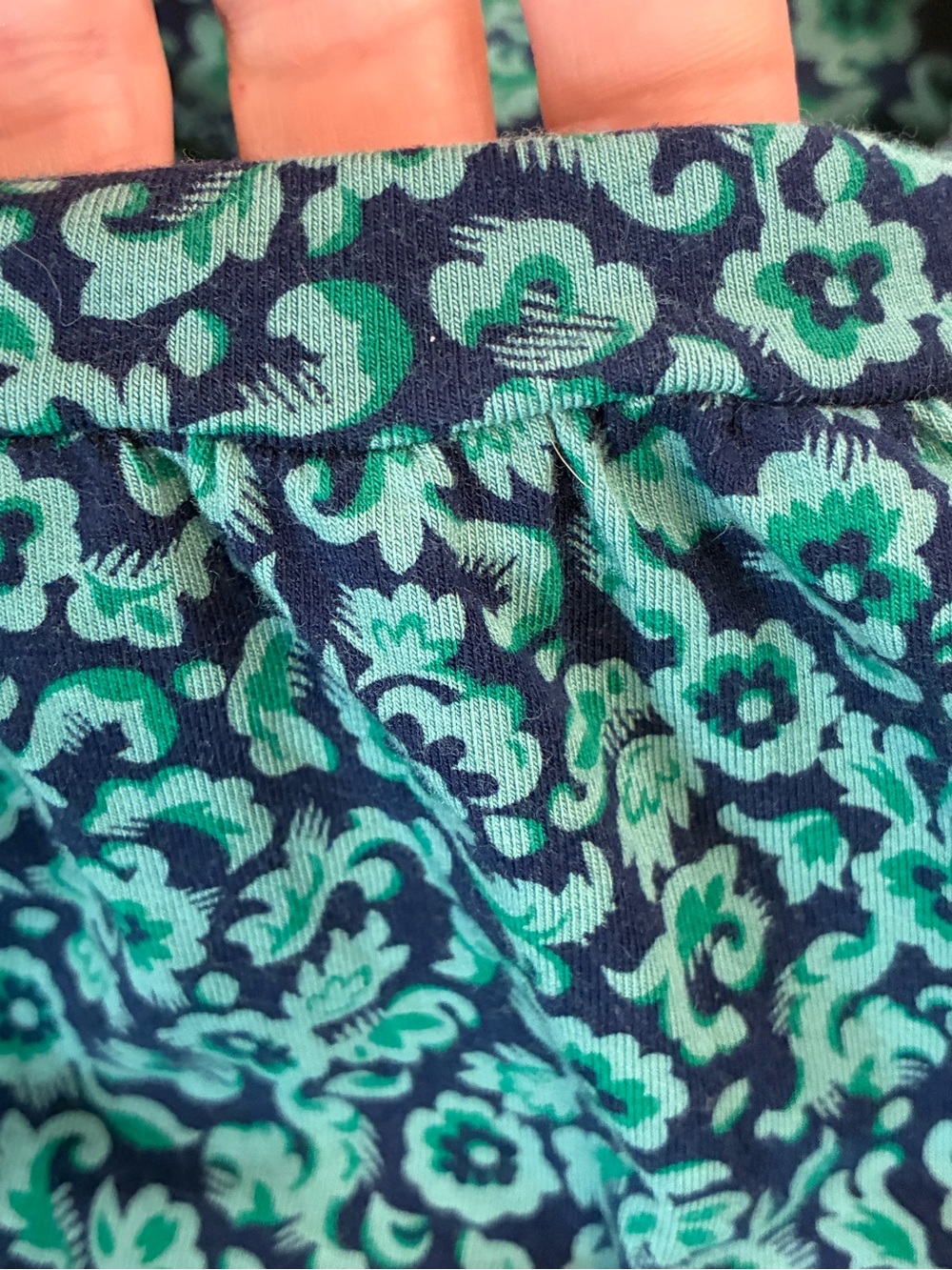 Lands’ End Teal Floral Gathered Mock Neck Top – Women’s Plus 1X NWoT - Picture 3 of 11
